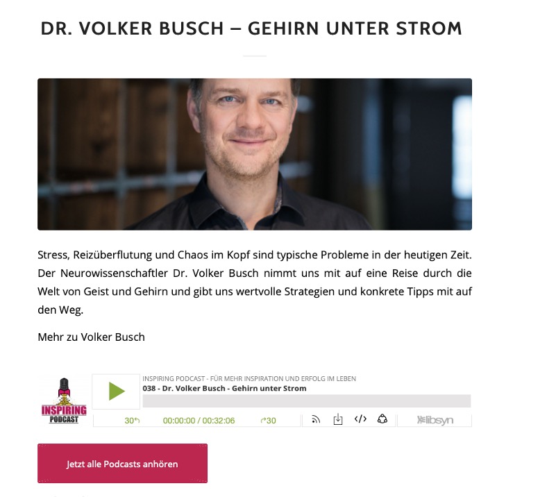 Zu Gast bei Inspiring Podcast - Dr. Volker Busch